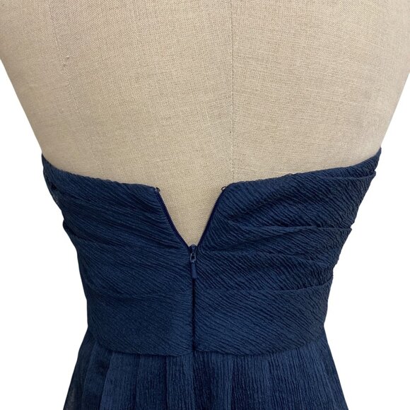 Vera Wang White Navy Strapless Pleated Chiffon Dress Sz 6 Elegant Design - Picture 9 of 11
